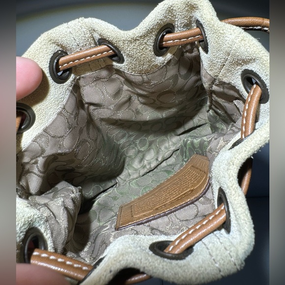 Coach Soho Drawstring Wristlet Rare Vintage Hand Bag Style 7128 Y2K Bamboo Suede - Picture 6 of 7